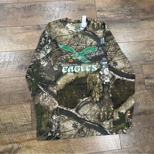 NEW Vintage Philadelphia Eagles Kelly Green Long Sleeve Crewneck Tee‎ RealTree